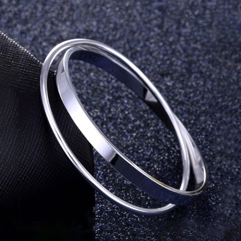 Merdia 990 Solid Sterling Silver Polished and Rough Twisted Bangle Bracelet for Women | Silver Bracelets for Women | 925 Sterling Silver Bracelets for Women | Jewelry Bracelets | Ladies Jewelry 2.36" Merdia