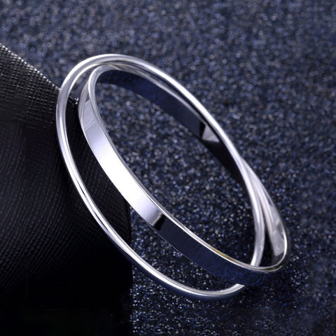 Merdia 990 Solid Sterling Silver Polished and Rough Twisted Bangle Bracelet for Women | Silver Bracelets for Women | 925 Sterling Silver Bracelets for Women | Jewelry Bracelets | Ladies Jewelry 2.36" Merdia