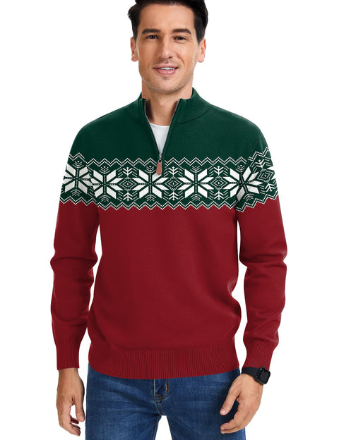 iWoo Men's Pullover with 1/4 Zip Sweater Elegant Winter Christmas Clothing Pullover Sweatershirts