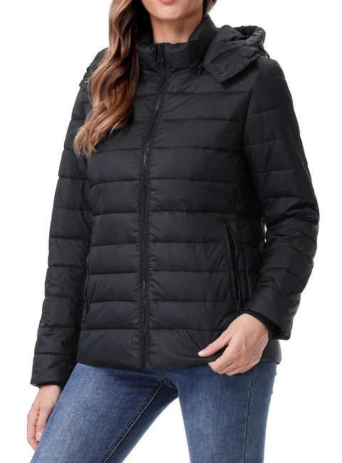 TDYPCI Women's Winter Coat Lightweight Waterproof Puffer Jacket - Quilted Short Down Coat for Women, Ultra Warm Winter Jacket with Hood