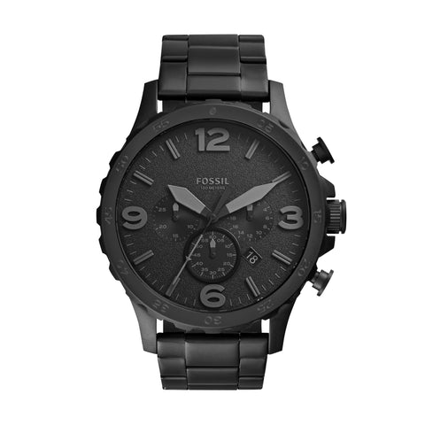 Fossil Men's Nate Quartz Stainless Steel Chronograph Watch, Color: Black (Model: JR1401) Fossil