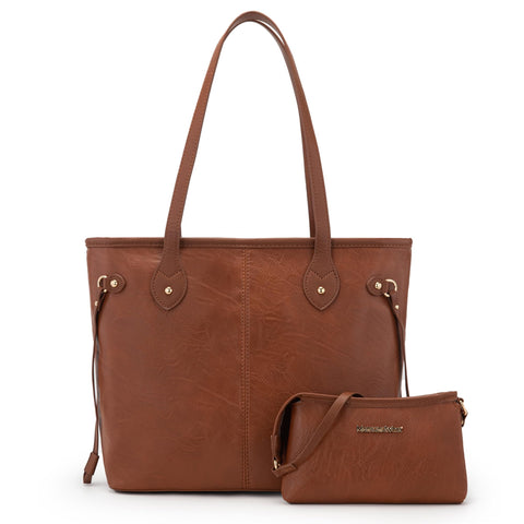 Montana West Tote Bag for Women Brown Ladies Designer Purses and Handbags Top Handle Shoulder Satchel Hobo Bag with Coin Purse, 2PCS Set MWC2-087BR Montana West
