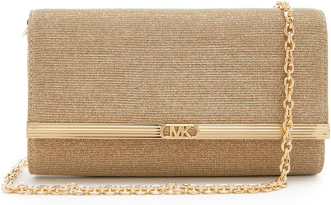Michael Kors Mona Large East West Clutch, Pale Gold Michael Kors