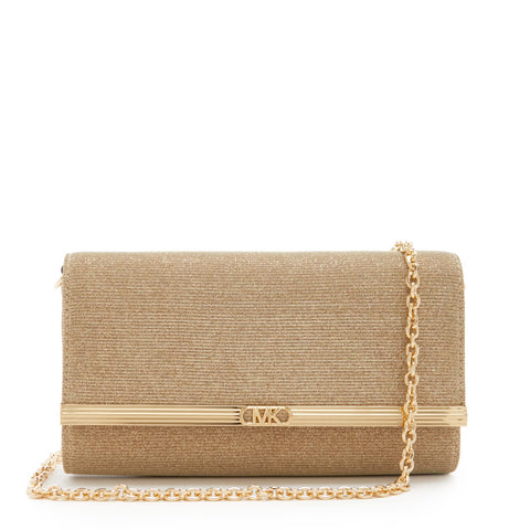 Michael Kors Mona Large East West Clutch, Pale Gold Michael Kors
