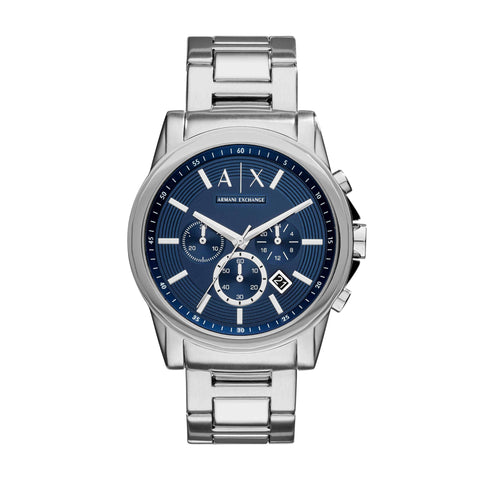 A｜X ARMANI EXCHANGE Men's Chronograph Silver-Tone Stainless Steel Bracelet Watch (Model: A|X2509) A｜X ARMANI EXCHANGE