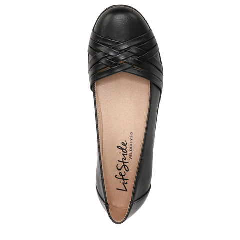 LifeStride Women's Incredible Ballet Flat Black Synthetic 8.5 M