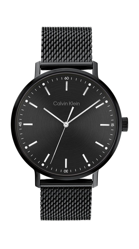 Calvin Klein Men's Quartz Ionic Plated Black Steel and Mesh Bracelet Watch, Color: Black (Model: 25200046) Calvin Klein
