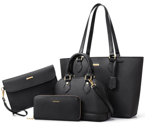 4PCS Women Fashion Handbags Purses Wallet Tote Shoulder Bags Casual Crossbody Bags, Best Valentine's Day Gift for Ladies Girls, Satchel Purse Set 4pcs Bagsure