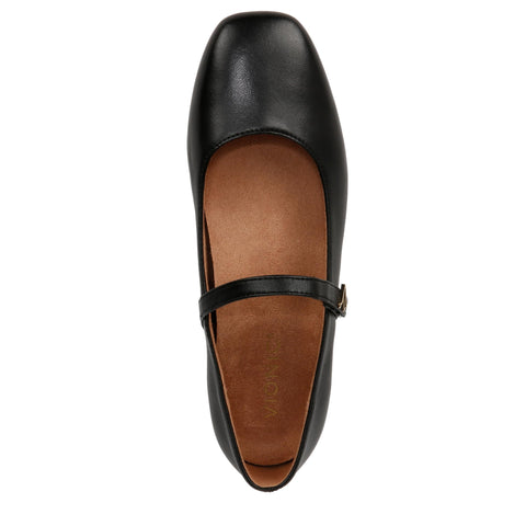 Vionic Women's Alameda Mary Jane Flat, Black Leather, 8.5