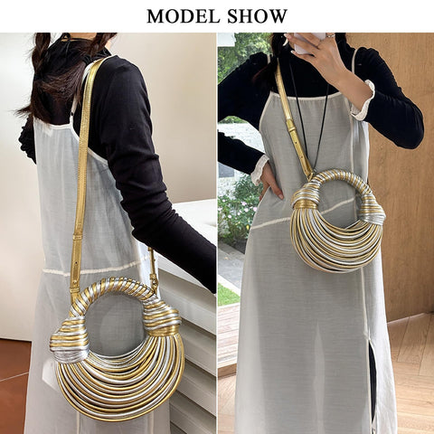 Extolove Women's Evening Handbags, Trendy Woven Clutch Purses for Women Formal Wedding (Gold and Silver) Extolove