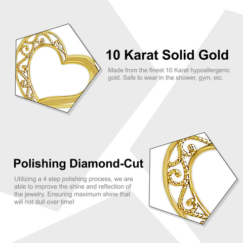 Gold Small Sliding Heart Charm - 10 Karat Solid Gold - Heart Jewelry - Optional Chain (No Chain - Charm Only)