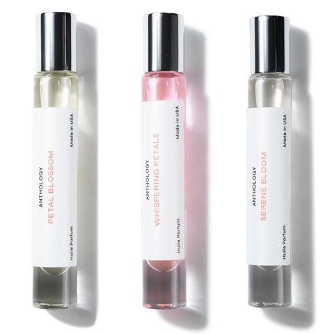 ANTHOLOGY Roll on Perfume Oil for Women | Floral Perfume Set | Set of 3 Travel Size Fragrances 9 ML Rollerball | Alcohol Free ANTHOLOGY