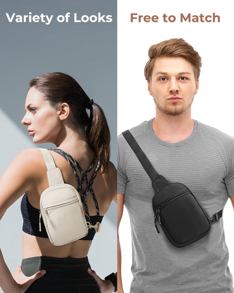 CHOLISS Small Sling Bag for Women and Men, Crossbody Bags Trendy Fanny Packs Chest Bag with Extended Strap, Cream