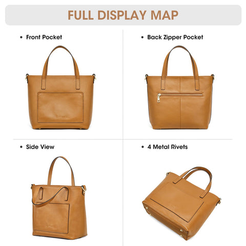 Kattee Soft Genuine Leather Tote Bags for Women, Shoulder Purses and Handbags, Casual Work Top Handle Kattee