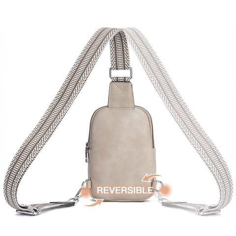 Telena Sling Bag for Women Vegan Leather Fanny Pack Crossbody Bags Chest Bag for Women Grey Telena