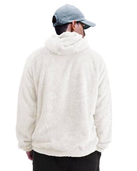VahRuta Men's Fashion Hoodies Sweatshirt Sherpa Long Sleeve Fuzzy Jacket Fur Soft Fluffy Pullover Hood Pockets Beige XXL