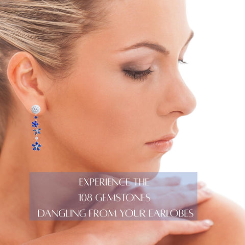 Mismatched Moissanite Earrings for Women – 102 Stones with Sapphire, Tanzanite & Cubic Zirconia – Sterling Silver Dangle Earrings – Unique Gift for Her, Graduation, Birthday, Valentine’s Day