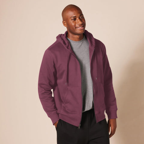Amazon Essentials Men's Full-Zip Fleece Hoodie (Available in Big & Tall), Burgundy, Large