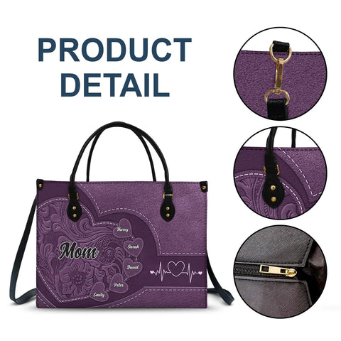 WANDER PRINTS Mothers Day Gifts - Personalized Leather Bag - Birthday, Loving Gift For Grandmother, Mother, Mom - Grandma's Little Sweethearts WANDER PRINTS