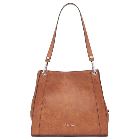 Calvin Klein Reyna Novelty Triple Compartment Shoulder Bag, Caramel Mix,One Size Calvin Klein
