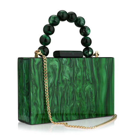 Buric Women Acrylic Clutch Purse Leopard Print Evening Bag Chain Formal Handbag Party Bridal Wedding Clutch Purse for Women (Green) Buric