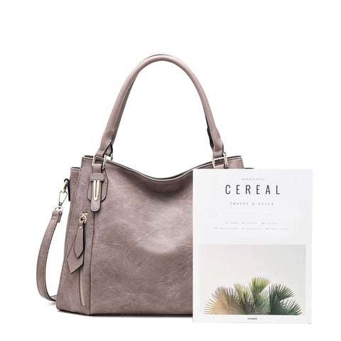 Women Tote Bag Handbags PU Leather Fashion Hobo Shoulder Bags with Adjustable Shoulder Strap, M, Khaki-C ITSCOSY