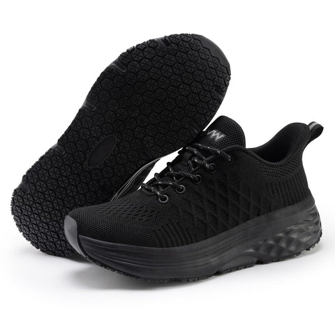 AVW Womens Non Slip Work Shoes Water Resistant Walking Sneakers Food Service Chef Kitchen Shoes Black