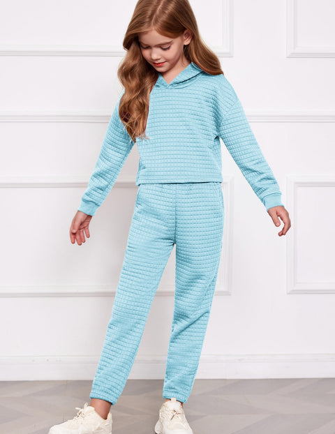 Arshiner Girls 2 Piece Pullover Hooded Sweatshirt and Sweatpants Clothing Sets Long Sleeve Athletic Outfit Tracksuits 7-8 Y