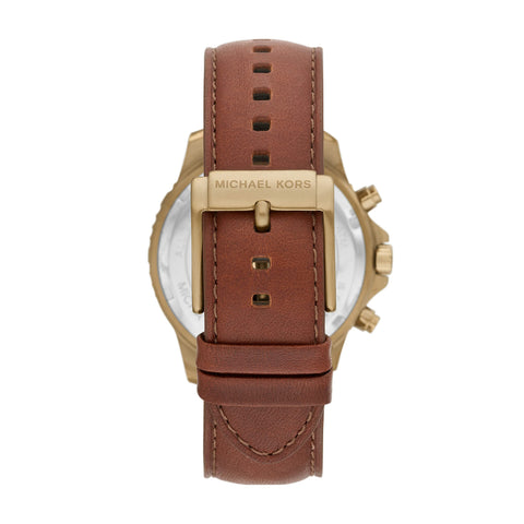 Michael Kors Men's CORTLANDT Stainless Steel Quartz Watch with Leather Strap, Brown, 22 (Model: MK8906) Michael Kors