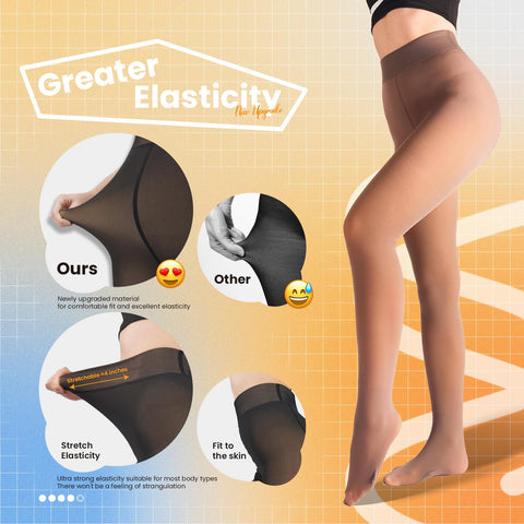 Caprilite 2 Pairs Women Fleece Lined Tights-Fake Translucent Leggings High Waist Pantyhose Sheer Thick Warm Tights For Women Caprilite