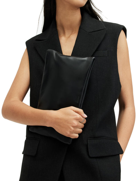 AllSaints Bettina Leather Clutch Bag, Black AllSaints
