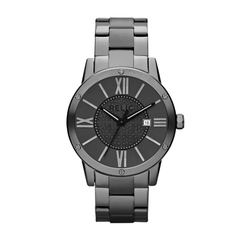 Relic by Fossil Men's Payton Three-Hand Date Gunmetal Gray Stainless Steel Bracelet Watch (Model: ZR11998) Relic by Fossil