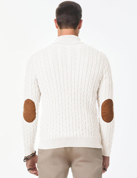 JMIERR Mens Sweater Cable Knit Casual Long Sleeve Essentials Button Chunky Winter Fashion Knitted Pullover Sweaters, 3XL, White