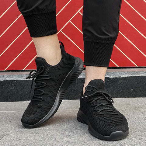 Feethit Mens Slip On Walking Shoes Lightweight Breathable Non Slip Running Shoes Comfortable Fashion Sneakers for Men Black Size 11