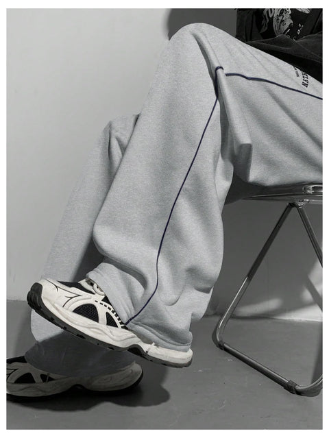 RoseSeek Boy's Letter Graphic Wide Leg Sweatpants Baggy Pants Athletic Track Sweat Pants Joggers Light Grey 13Y