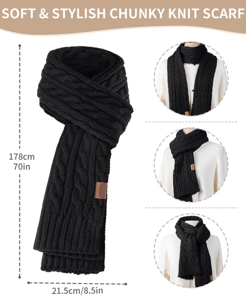 Women Beanie Hat Scarf Gloves Set, 3 PCS Winter Warm Pom Pom Beanie Hat Skull Cap Long Knit Neck Scarf & Touchscreen Gloves Set for Cold Weather, Christmas Holiday Gifts for Mom Wife Friend Sister Her Remifa