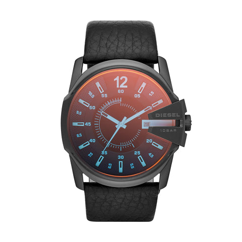 Diesel Men's 46mm Master Chief Quartz Stainless Steel and Leather Three-Hand Watch, Color: Black (Model: DZ1657) Diesel
