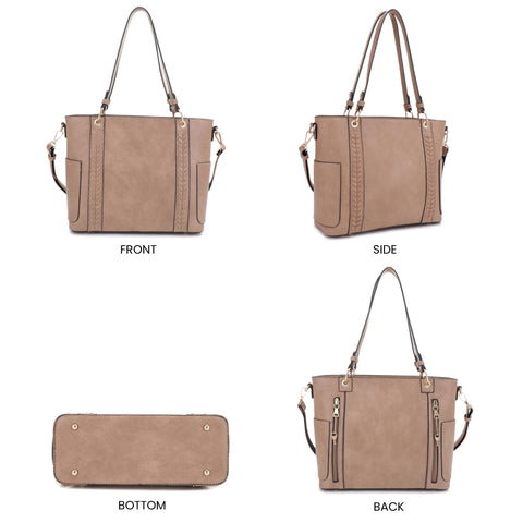 JESSIE & JAMES | Austin Whipstitching Concealed Carry Tote Bag with Lock and Key, TTop Handle CCW Purse Taupe JESSIE & JAMES