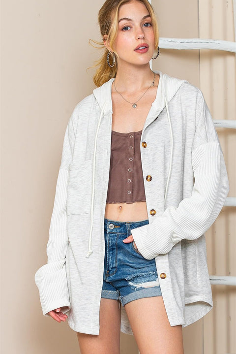 SHEWIN Women's Oversized Sweatshirts for Women Loose Fit Casual Long Sleeve Button Lightweight Hoodies Fall Outfits Women Trendy,US 4-6(S),Gray