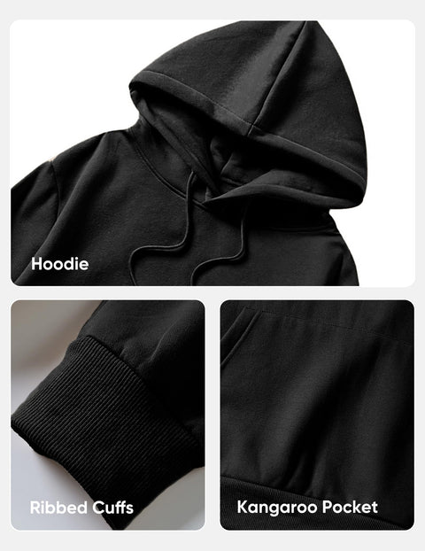 JMIERR Mens Cotton Fashion Hoodies & Sweatshirts Drawstring Long Sleeve Front Collar Hooded Pullovers with Pockets for Men Loose Fit Casua Fall Winter Shirt Tops Sweater, US46(XL), Black