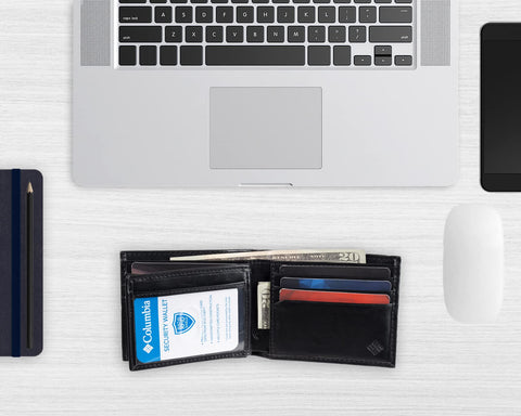 Columbia Men's Johnstown RFID Blocking Extra-Capacity Slimfold Wallet, Black, One Size Columbia
