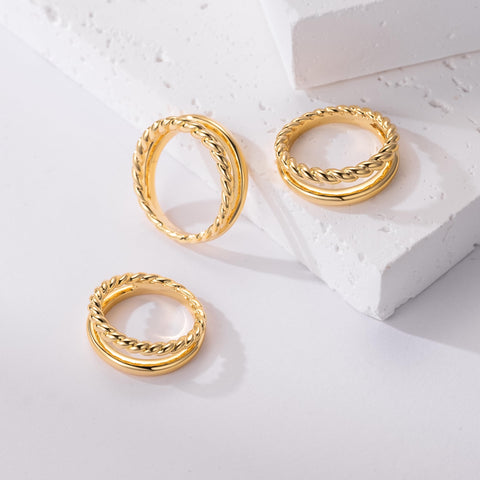 misszhi Gold Rings 14K Gold Rings For Women Chunky Gold Rings Gold Jewelry For Women Classic Double Twisted Rings For Women Non Tarnish 8 misszhi