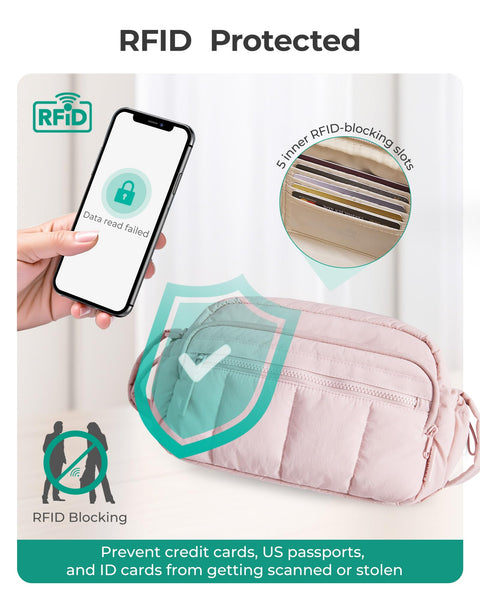 BAGSMART Anti Theft Crossbody Bags for Women Travel Purse, Medium Quilted Puffy cross body bag, Handbags Shoulder Purses, Black-medium