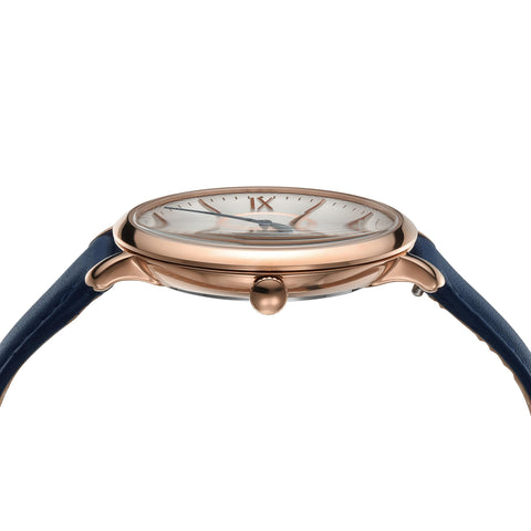 Fossil Women's Jacqueline Quartz Stainless Steel and Leather Watch, Color: Rose Gold, Navy (Model: ES3843) Fossil