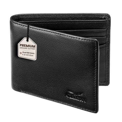 Claasico Men’s Bifold Wallet for Men – Genuine Leather RFID Wallet, Slim Billfold Cardholder w/ID Window – Gift Box Included
