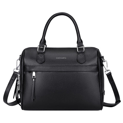 Over Earth Genuine Leather Satchel Top-Handle Handbags for Women Ladies Crossbody Bag(O207E Black) Over Earth