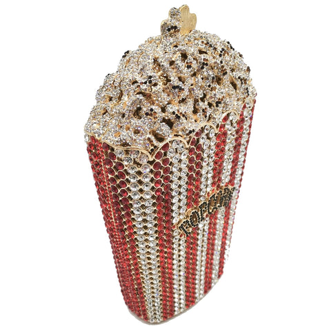 DJBM Luxury Women Popcorn Rhinestone Clutch Evening Bag Crystal Clutch Purses Diamond Clutch for Women Evening Party, Red DJBM