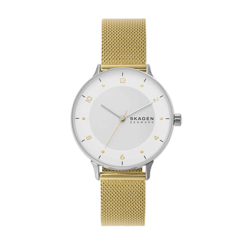 Skagen Women's Riis Silver and Gold Two-Tone Stainless Steel Mesh Band Watch (Model: SKW3092) Skagen