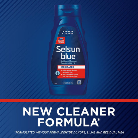 Selsun Blue Medicated Antidandruff Shampoo, Maximum Strength Scalp Treatment With Selenium Sulfide, 11 fl. oz. Selsun Blue