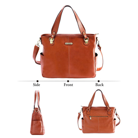 Blofinche Genuine Leather Tote Bag Womens Top Satchel Purses ladies Handbags Soft designer shoulder work bags brown Blofinche